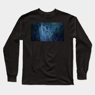 Dew Covered Spider Web Macro Long Sleeve T-Shirt